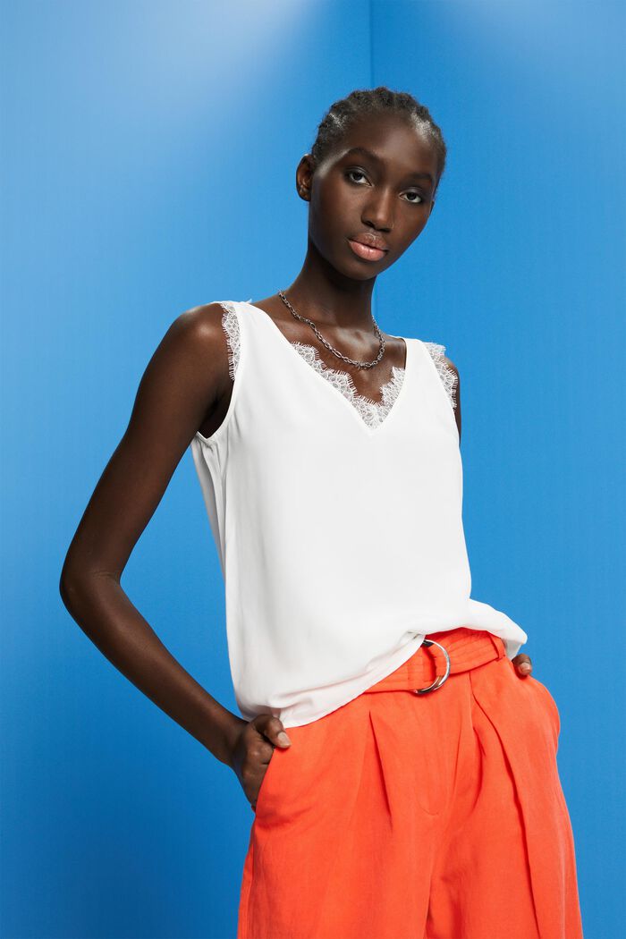 Drijvende kracht Supplement verloving ESPRIT - Mouwloze blouse met kanten randje in onze e-shop